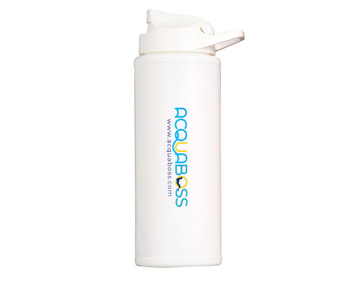 Acquaboss white 800ml Australian Made water bottle made from sugarcane-based plastic